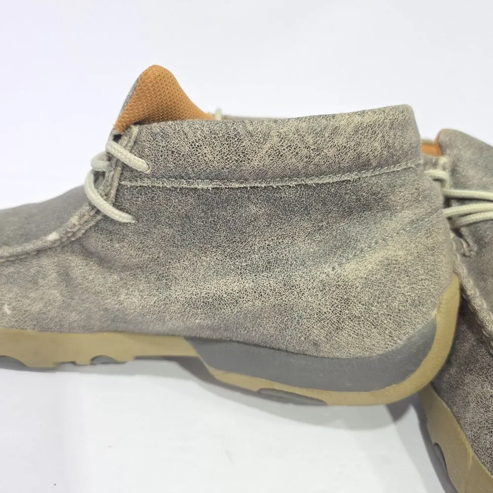 Twisted X Men's Grey Leather Lace Up Chukka Driving Moc Loafers Size 12 MDM0072
